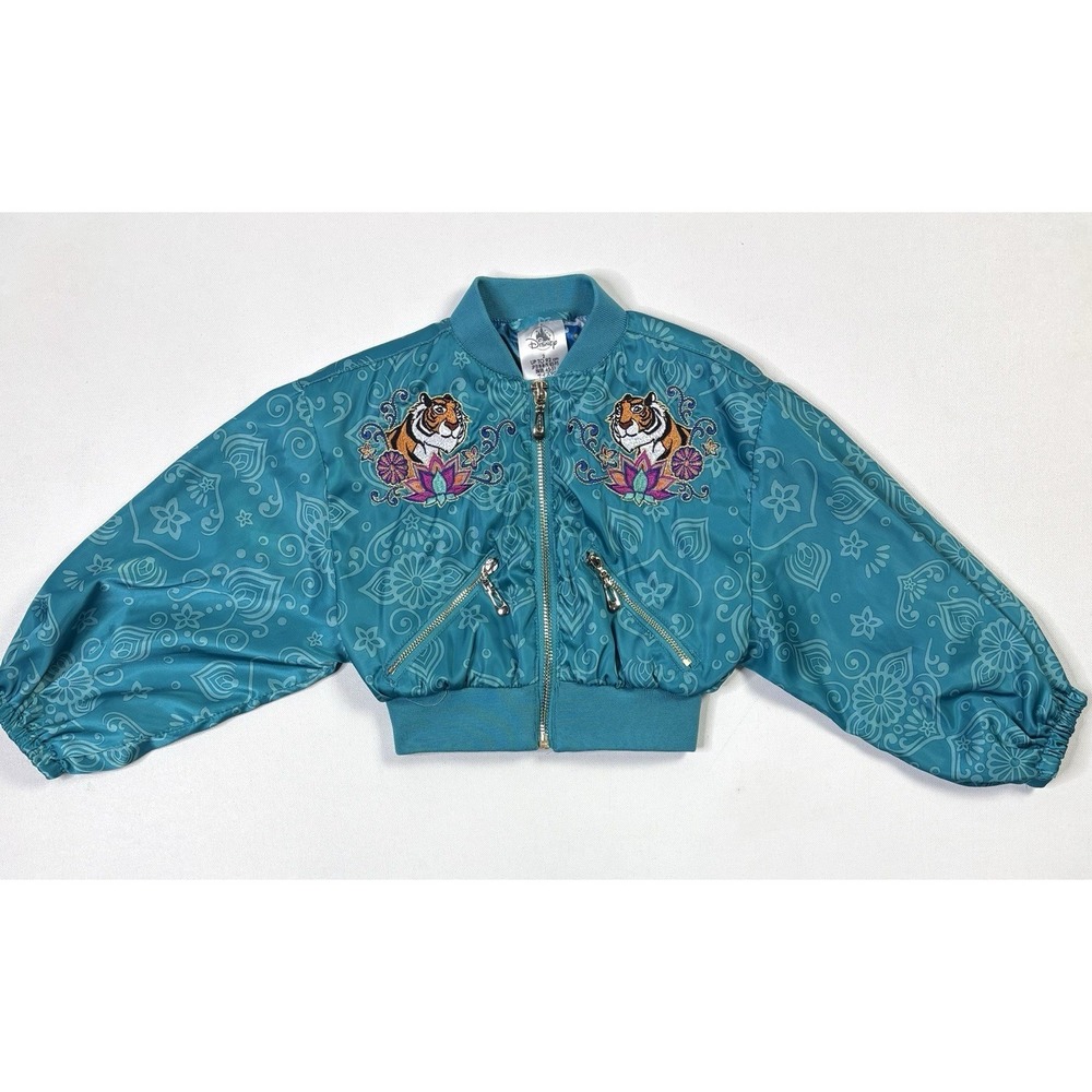 Disney Bomber Jacket Toddler Size 2 Princess Jasmine Tiger Embroidered Crop Baby